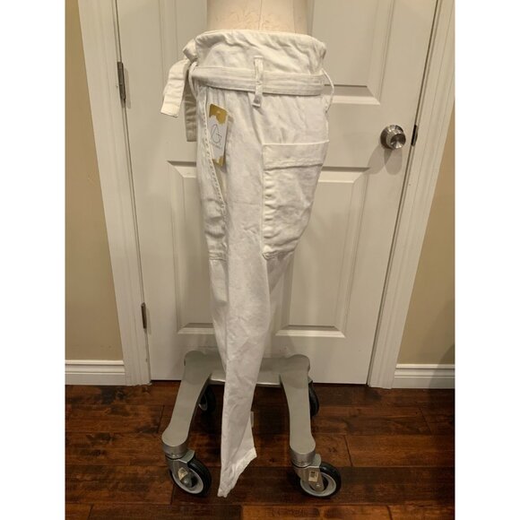 DL1961 White Denim "Susie" High Rise Paperbag Belted Jeans, Size 27 - Picture 4 of 8